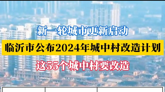 沂视频｜新一轮城市更新启动，临沂这55个城中村要改造