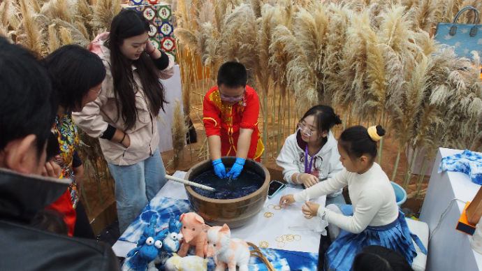 果然视频|芦苇荡里体验草木灰扎染，非遗博览会上趣味盎然