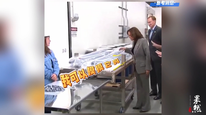 果然视频·看天下|哈里斯参观工厂时想摸材料，被工人叫停