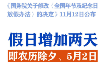 春节和劳动节假期各增1天！2025年放假安排来了