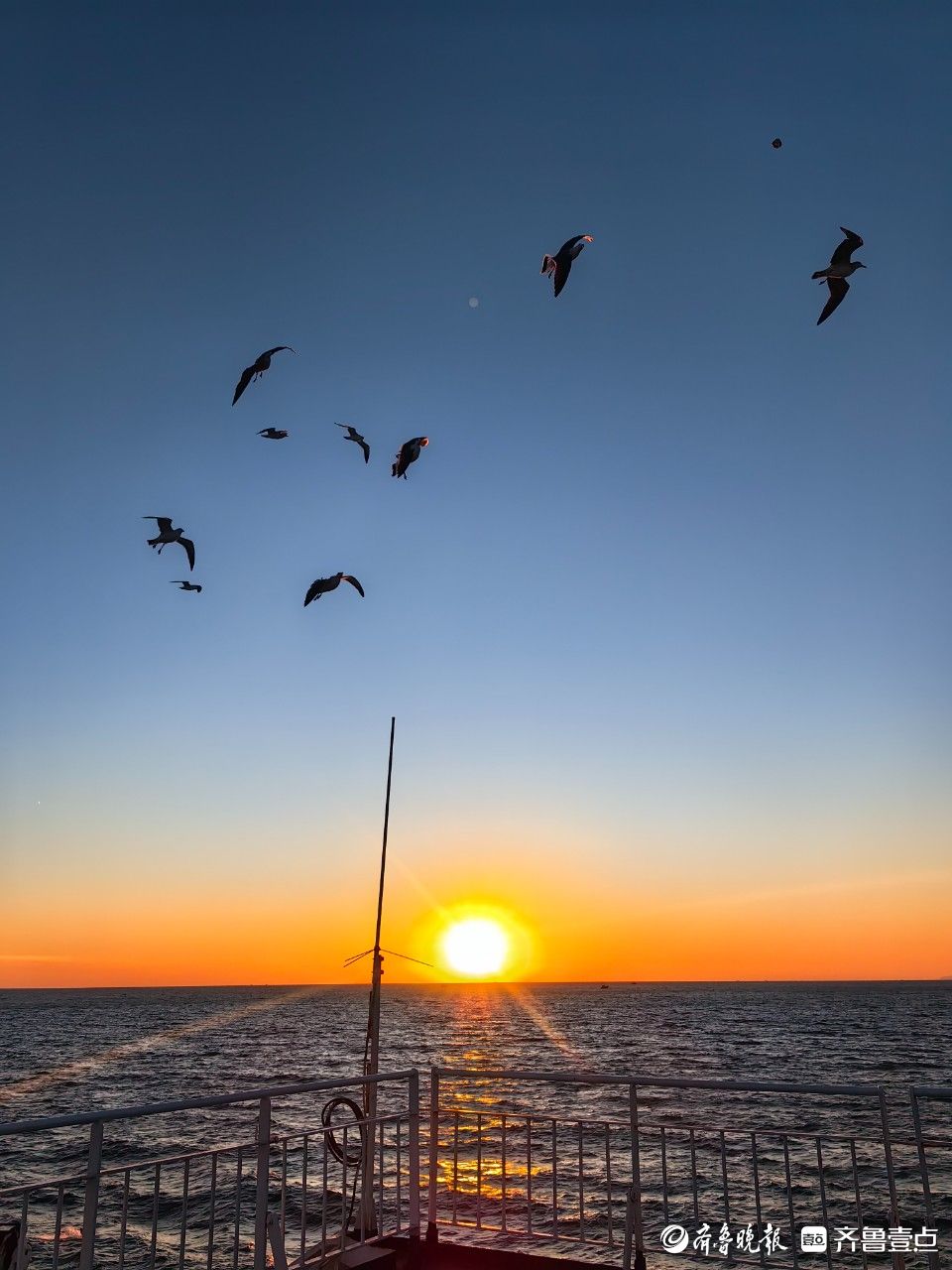 图集｜在烟台来一次冬日航行，邂逅“醉美”海上日落