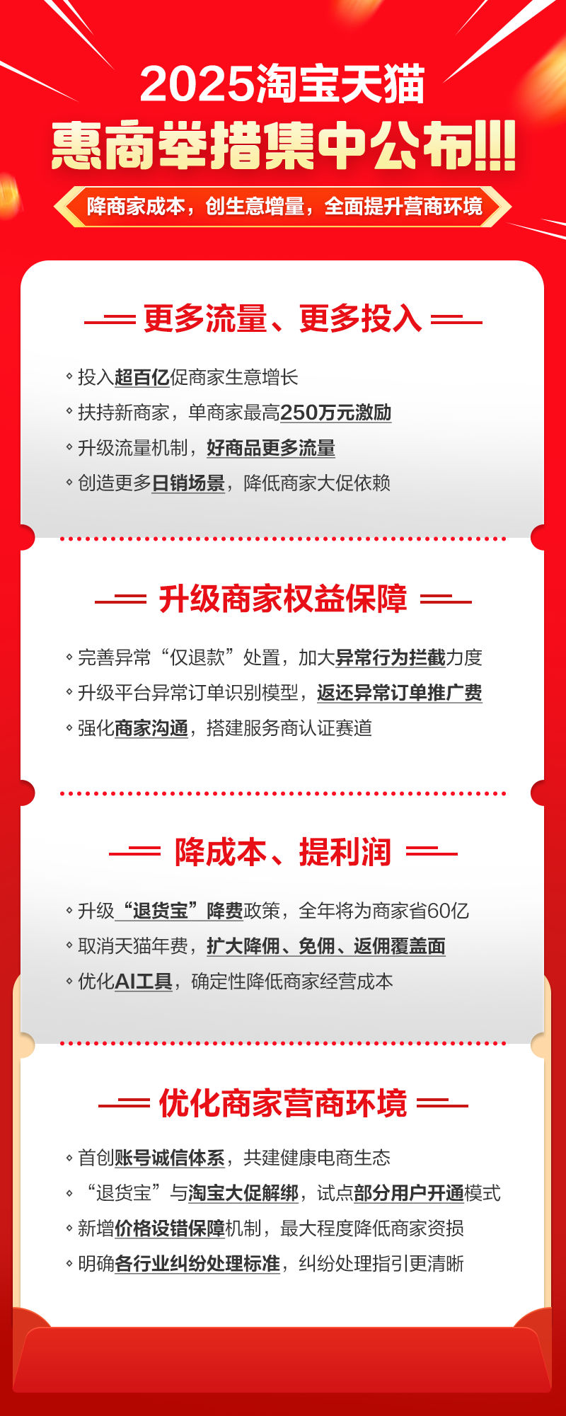 升级“退货宝“服务，持续推进降费，淘宝天猫发2025惠商举措