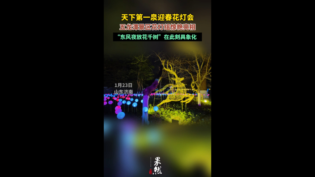 果然视频|如梦如幻！五龙潭景区花灯组惊艳亮相