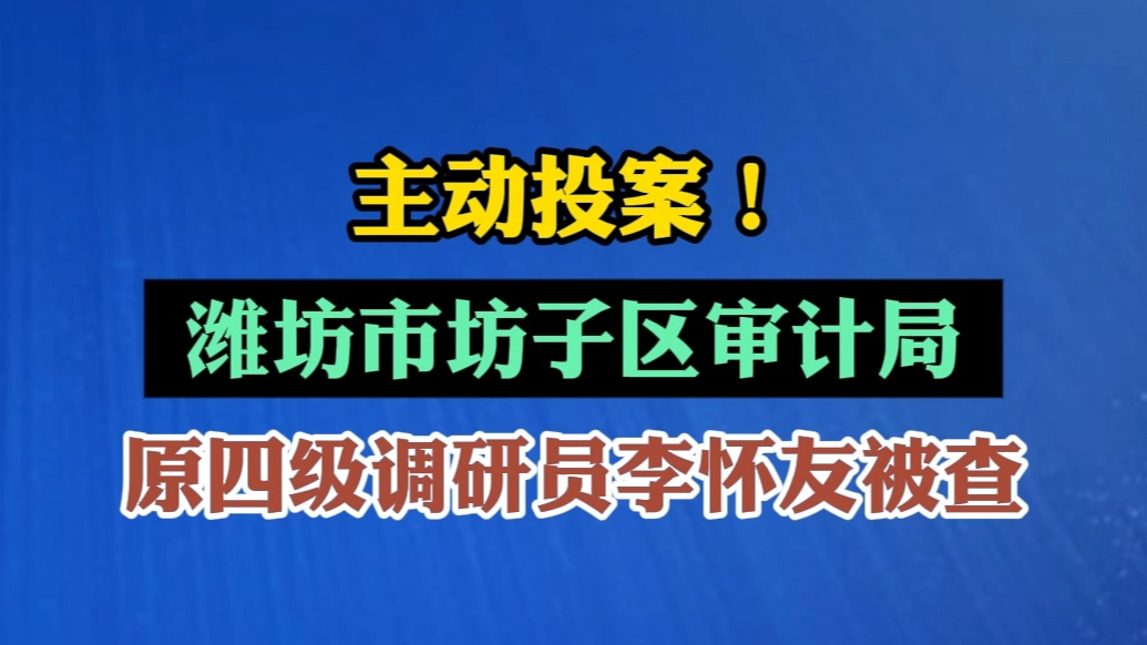 果然视频|主动投案！潍坊市坊子区审计局原四级调研员李怀友被查