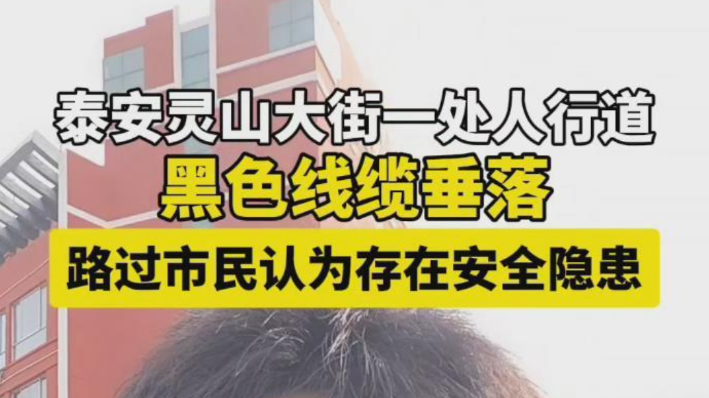 帮办·live|泰安灵山大街黑色线缆垂落，市民担心有安全隐患