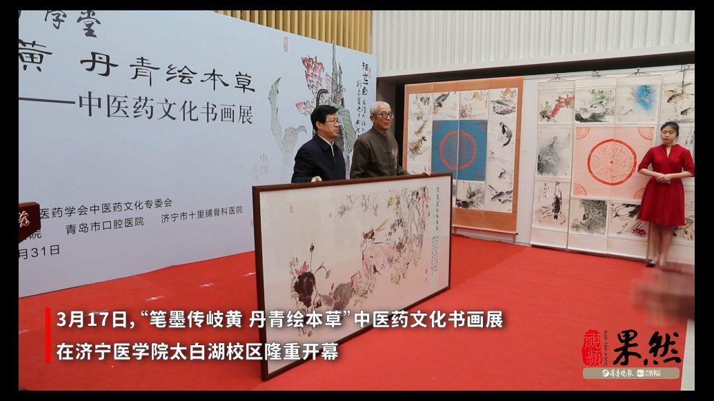 果然视频|济宁医学院举办中医药文化书画展