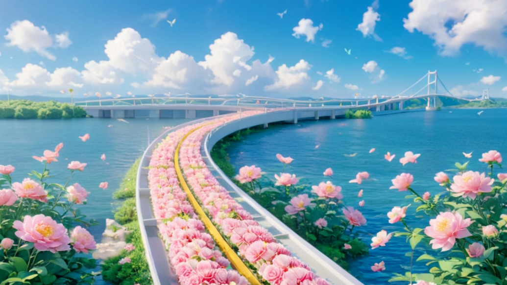 琴视频｜花漾青岛！一起看看AI视角下的‌胶州湾大桥