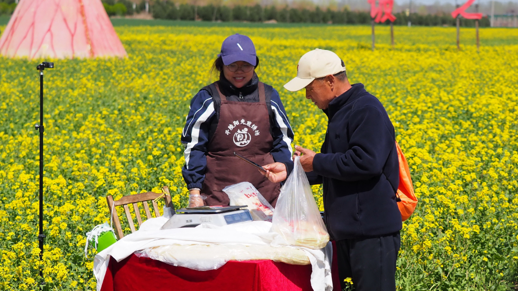 果然视频|济南东郊油菜花田成打卡热点，龙山特产生意火爆