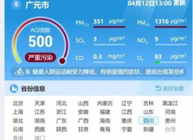沙尘入侵四川东北部PM10直接“爆表”，市民：天空一片土黄色，有护栏被吹倒