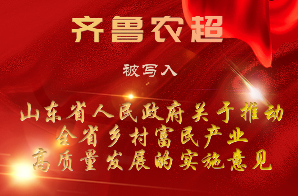 抓好引领带动，“齐鲁农超”被写入《山东省人民政府关于推动全省乡村富民产业高质量发展的实施意见》