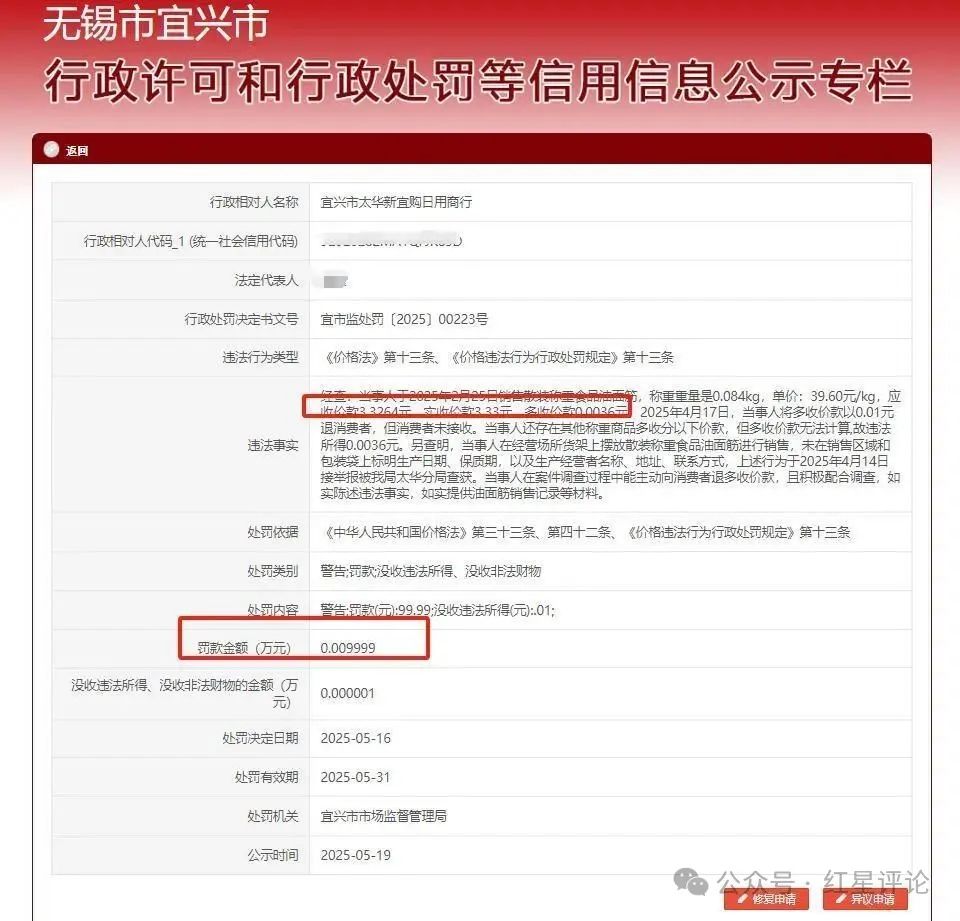 多收0.0036元被罚100元，执法该不该较这个真？