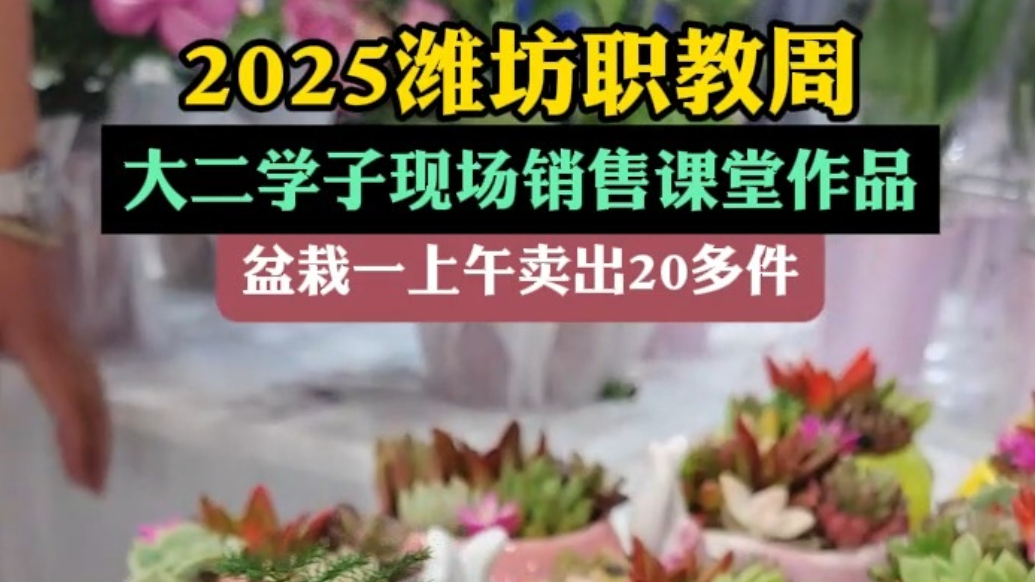 果然视频|大二学子职教周上销售课堂作品，上午卖出20多件盆栽