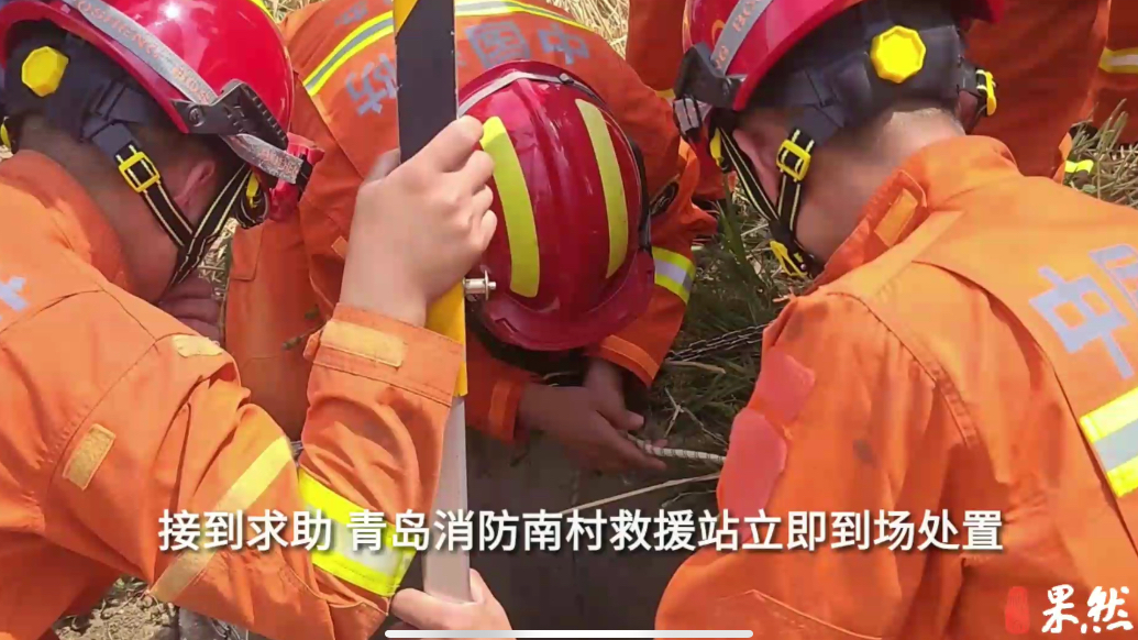 果然视频|老人不慎坠入三米深井，消防员悬绳施救