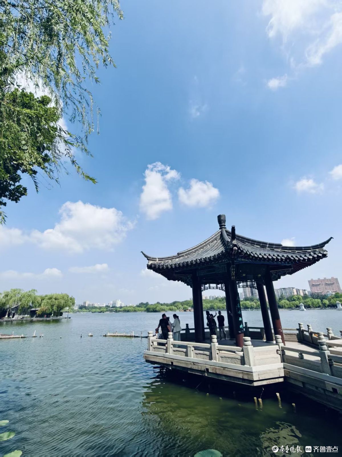 初夏的明湖美景，碧水蓝天