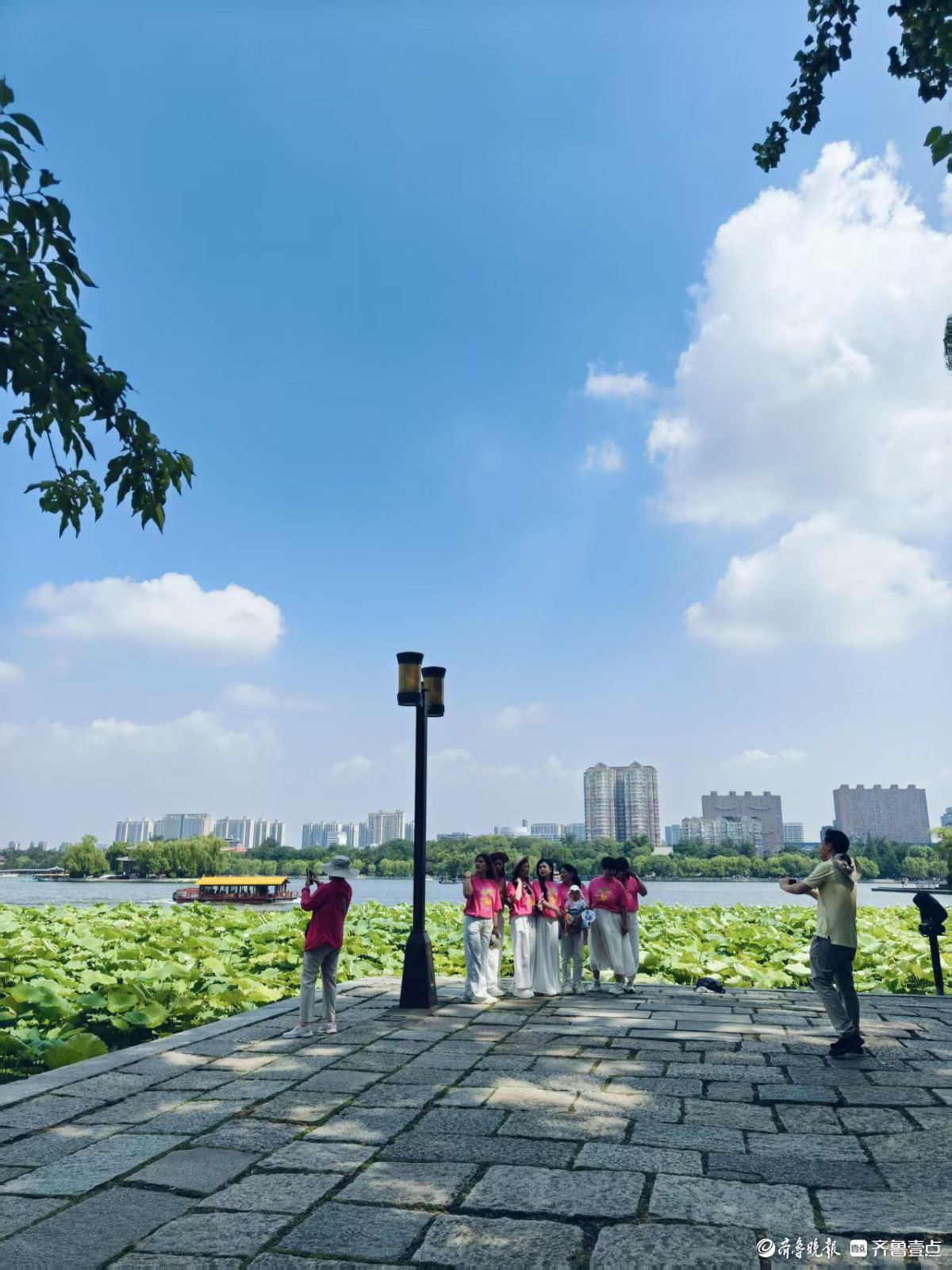 初夏的明湖美景，碧水蓝天