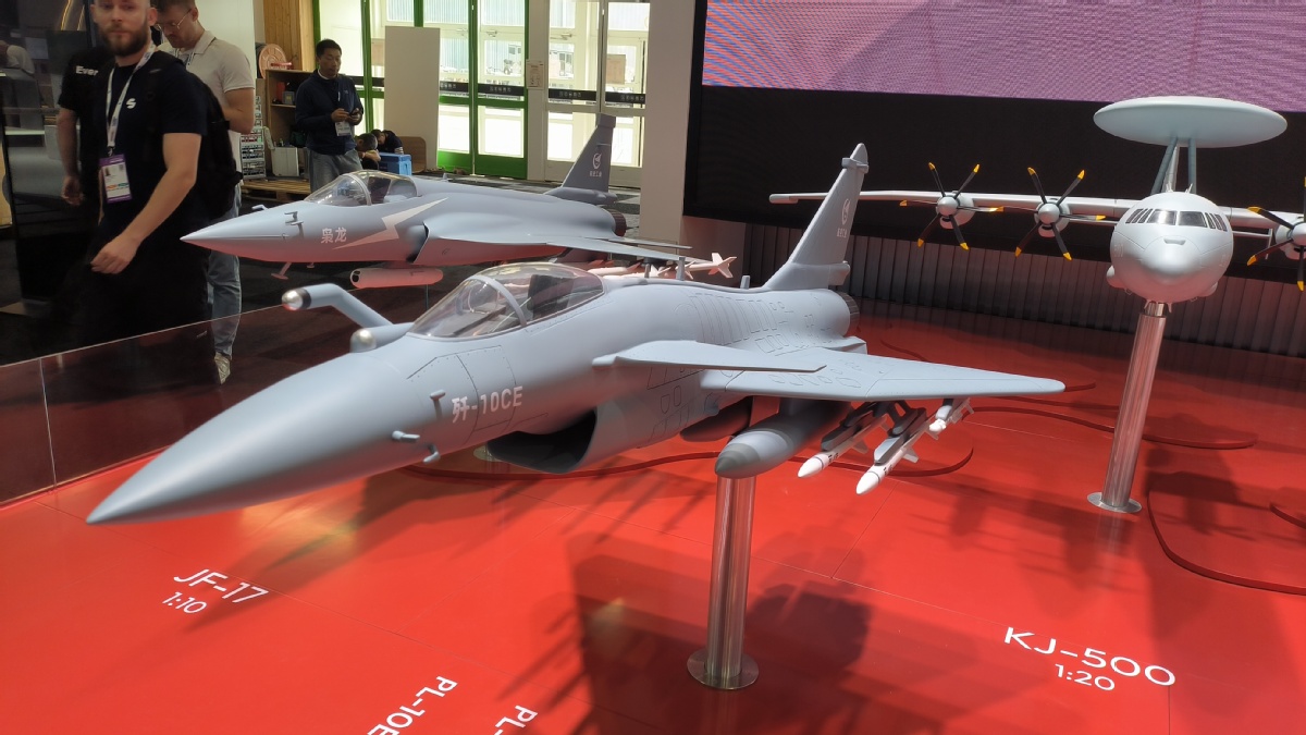 China's J-10CE fighter jet showcased at 55th Paris Air Show