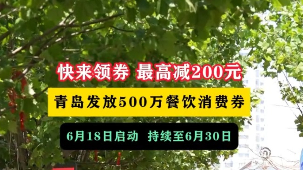 果然视频丨最高减200元！青岛市发放500万元餐饮消费券