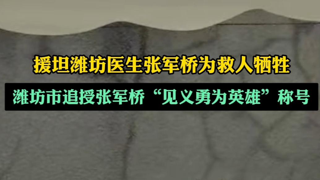 果然视频|援坦潍坊医生张军桥被追授为“潍坊市见义勇为英雄”