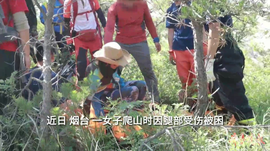 果然视频|女子爬山受伤，消防员用担架抬下山