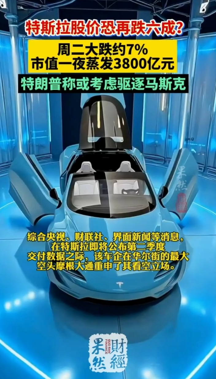 果然财经|特朗普称考虑驱逐马斯克，特斯拉股价恐再跌六成？