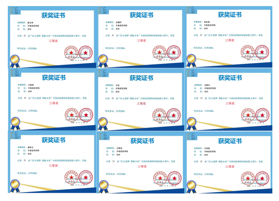 齐鲁医药学院在全国高校教师技能创新大赛中喜获佳绩！