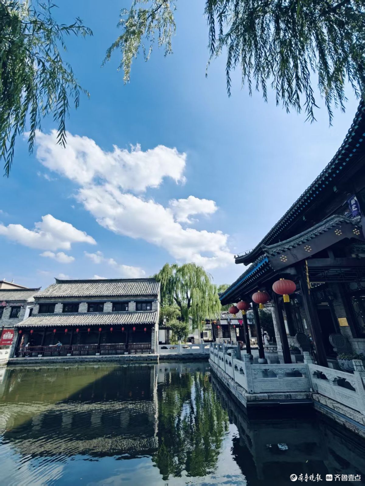 高温天气下的济南，蓝天白云风景不错