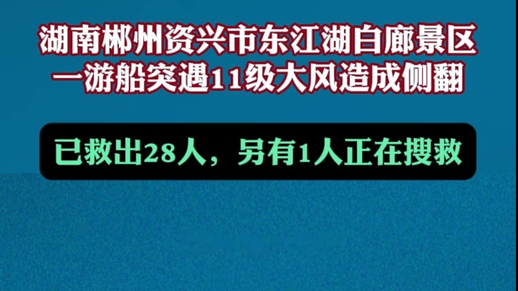 果然视频|湖南一游船突遇11级大风侧翻，29人落水已救出28人