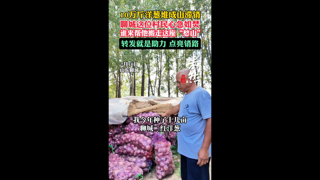 果然视频丨10万斤洋葱滞销，聊城这位村民心急如焚