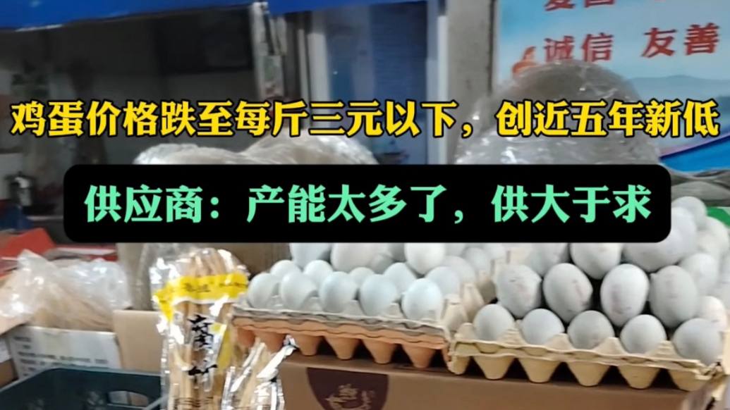 果然视频|鸡蛋价格跌至每斤3元以下，创近五年新低