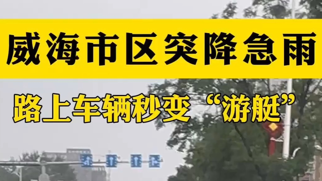 果然视频｜威海市区突降急雨，高温与降雨“无缝切换”