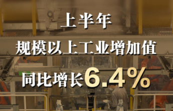 今年上半年规模以上工业增加值同比增长6.4%，展现出较强韧性