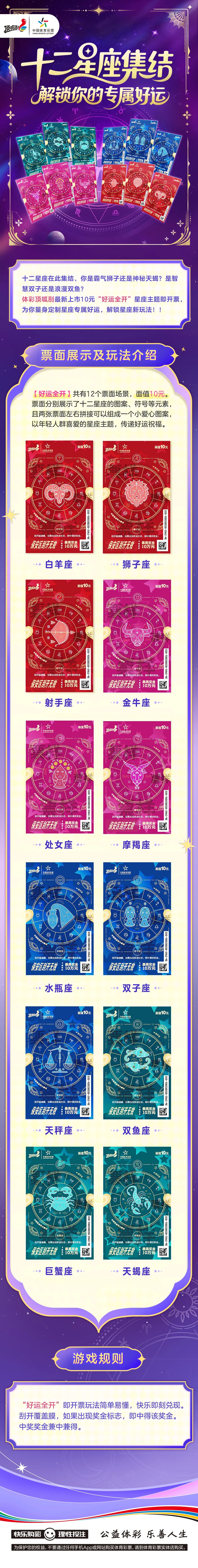 十二星座专属幸运降临！体彩“好运全开”即开票解锁星座新玩法