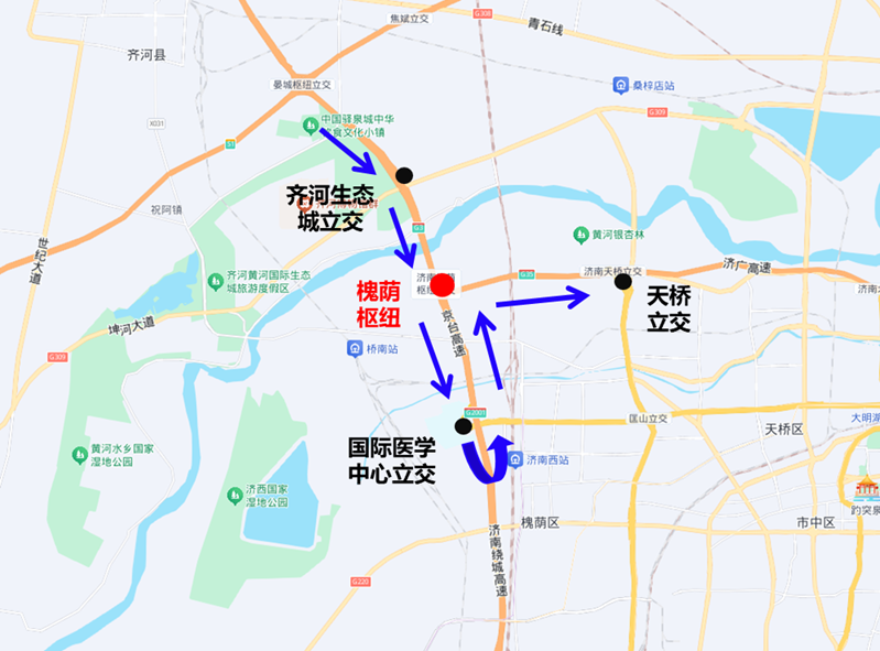 关于G3京台高速齐河至济南段槐荫枢纽部分匝道封闭施工的通告