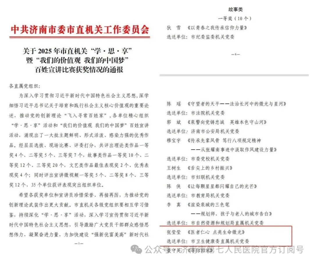 喜报！济南市七院张莹莹代表市卫生健康委斩获市直机关赛事双奖