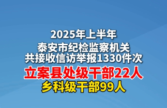 果然视频｜2025年上半年，泰安市纪检监察机关监督检查、审查调查情况