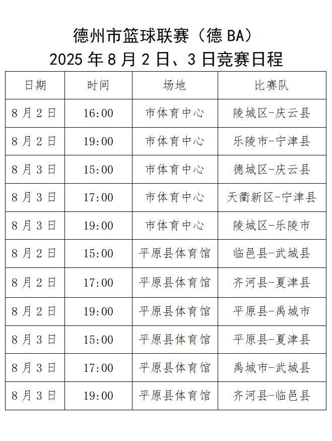 “德BA”本周竞赛日程公布，领票方式稍后发布