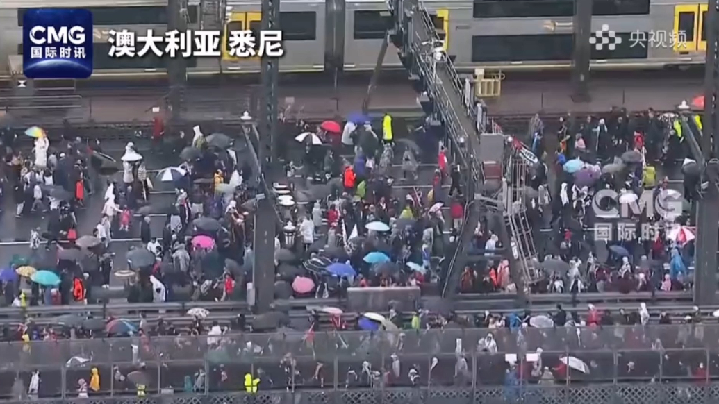果然视频·看天下|澳数万人游行支持巴勒斯坦，阿桑奇现身