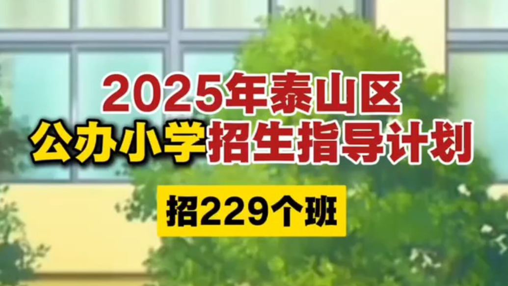 果然视频｜2025泰山区公办小学招生计划，共招229个班