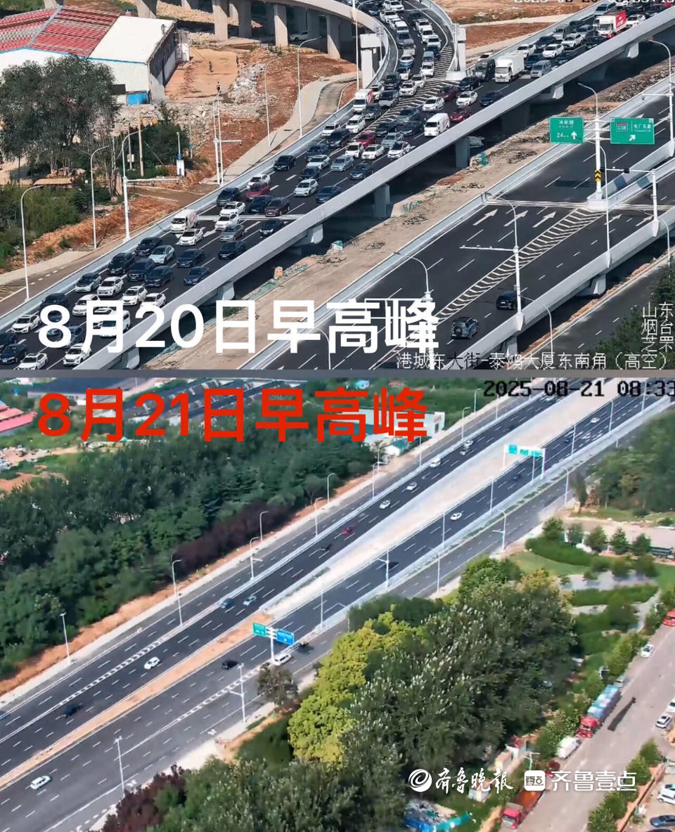 烟台港城西大街互通立交通车一周迎“首考”，三条措施有效治堵