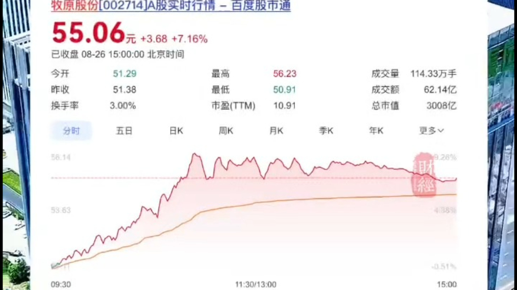 果然财经｜牧原股价暴涨，市值突破3000亿元