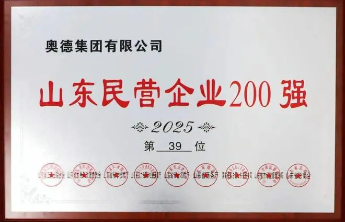 第39位！奥德集团上榜2025山东民营企业百强系列榜单