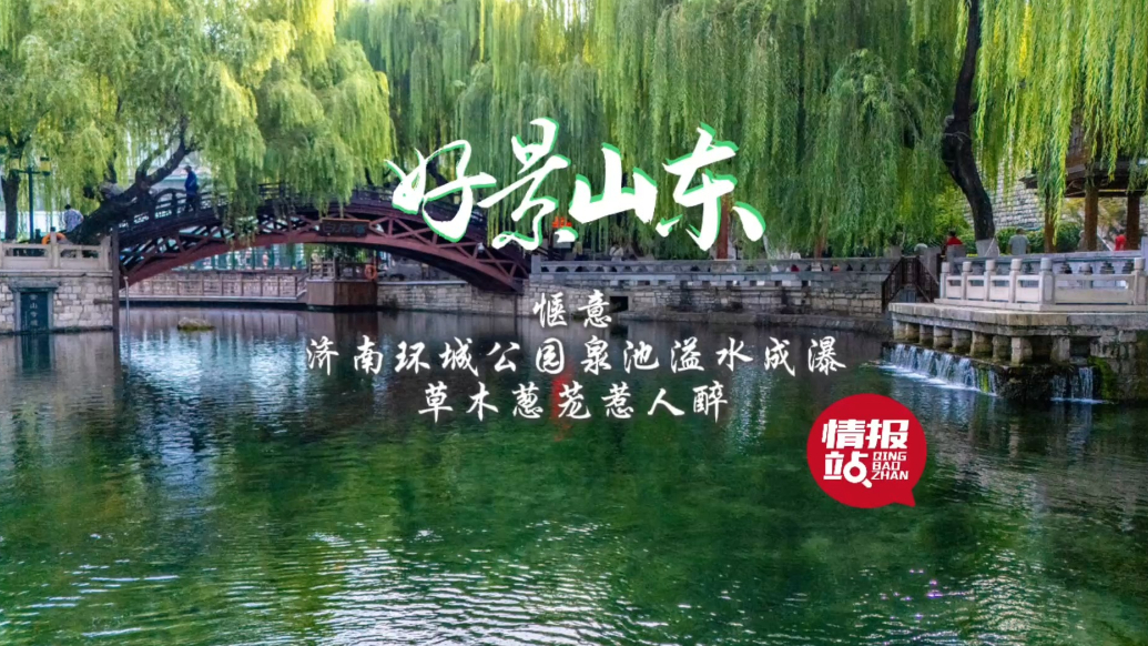 果然视频·好景山东|济南环城公园泉池溢水成瀑，草木葱茏惹人醉
