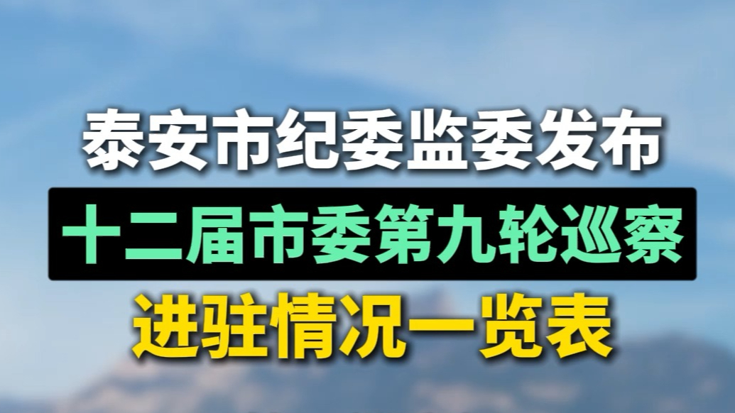 果然视频丨泰安市纪委监委十二届市委第九轮巡察进驻情况一览表