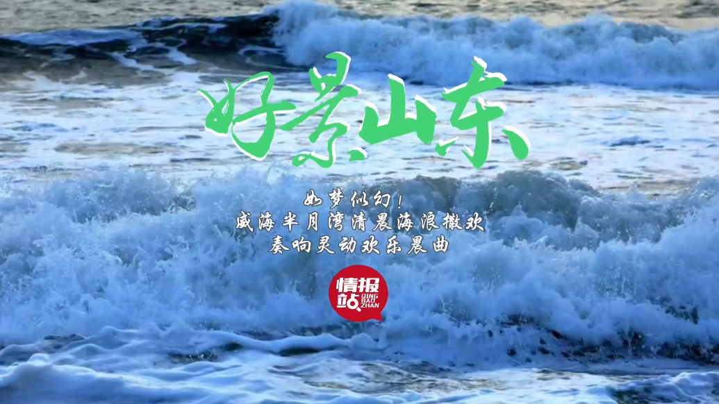 果然视频·好景山东|威海半月湾清晨海浪撒欢，奏响灵动欢乐晨曲