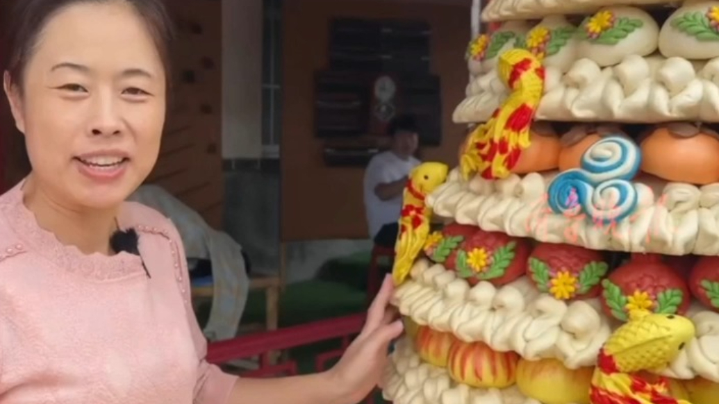 果然视频｜一共十层，皆有寓意！巨型招远花饽饽亮相农民丰收节