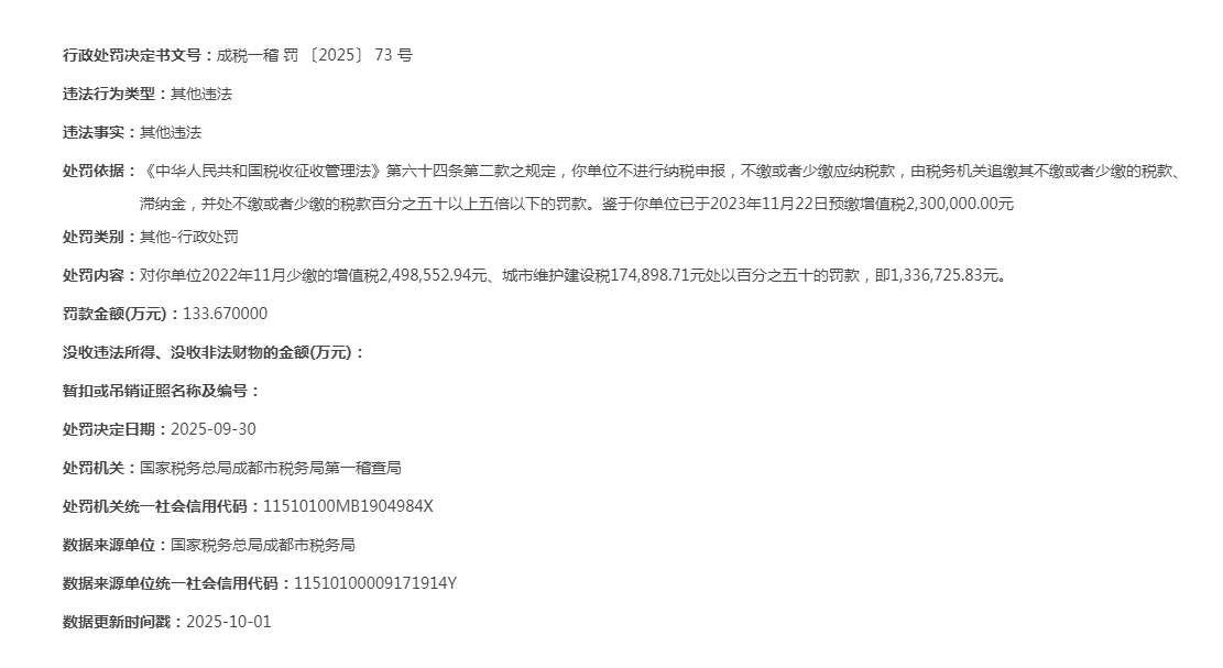 中国电力工程顾问集团西南电力设计院有限公司被罚