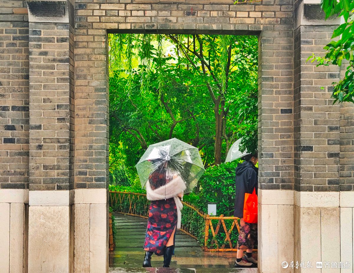 秋风细雨中，大明湖景色靓丽迷人