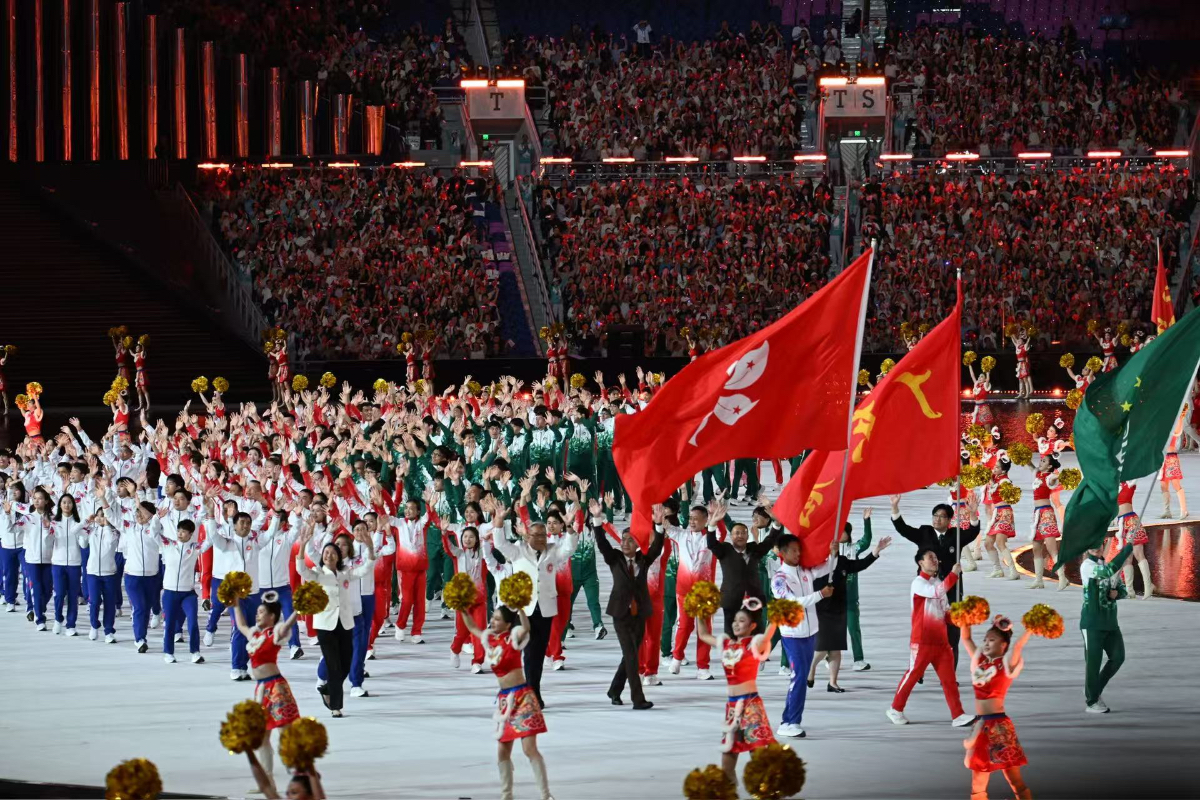 图集|粤港澳三地代表团在同一方阵入场，共铸全运会荣光