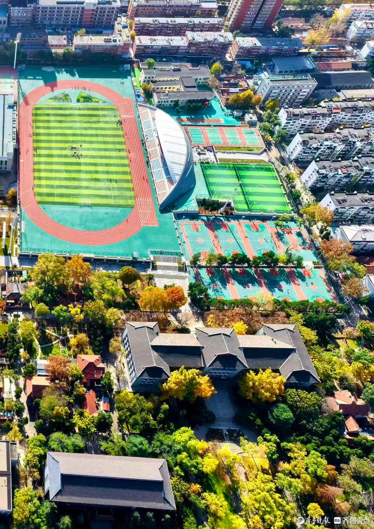 立冬时节，俯瞰山东大学趵突泉校区