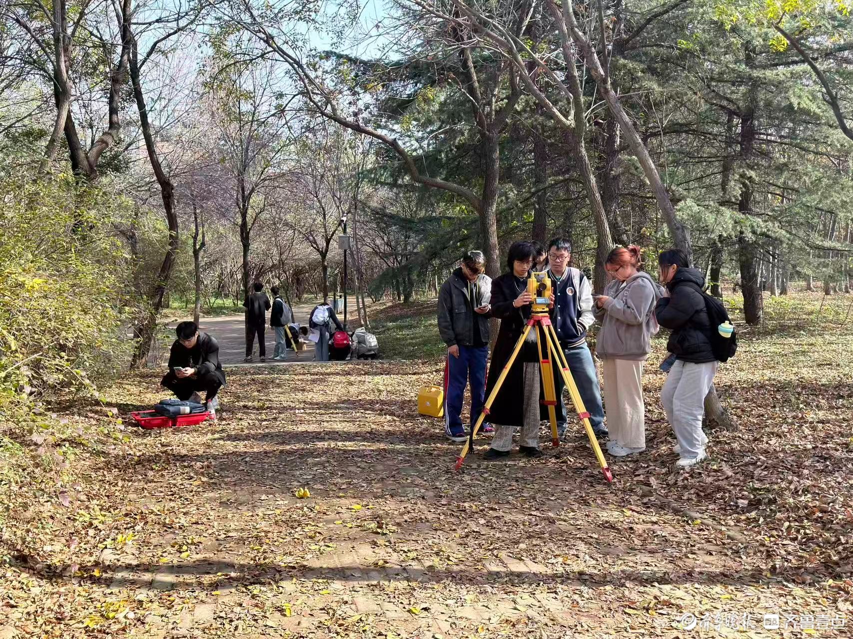 今视角|山建大造价学子，林间的测绘实践课